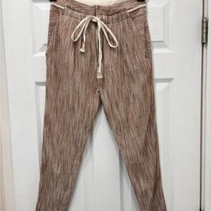 Free People Light At Sunrise High-Rise Striped Pants Caraway Brown Size 0
